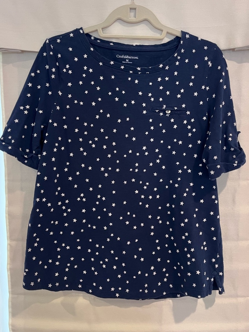 Croft & Barrow Navy Short Sleeve Star Print Tee Size M